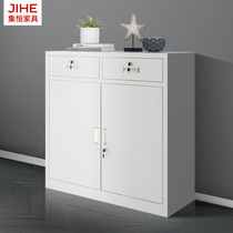 Middle two bucket short cabinet filing cabinet iron cabinet tea cabinet half multi-layer drawer with lock door door tool data Cabinet