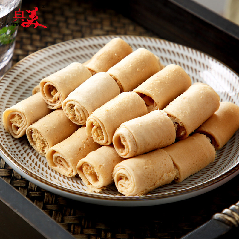 真美肉松蛋卷100g紫菜味澳门特产小吃办公室吃货零食饼干手工蛋酥