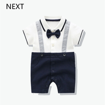 UK NEXT Fairydress Summer Thin male baby conjoined clothes baby 100 days Feast one year old dress pure cotton handsome