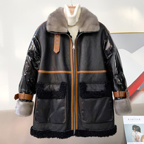 Sheep fur one coat female long Haining fur mink fur collar down jacket coat 2020 new winter tide