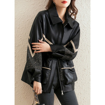 Diwanni leather leather women long sheep leather fabric Korean casual loose coat 2021 Spring New