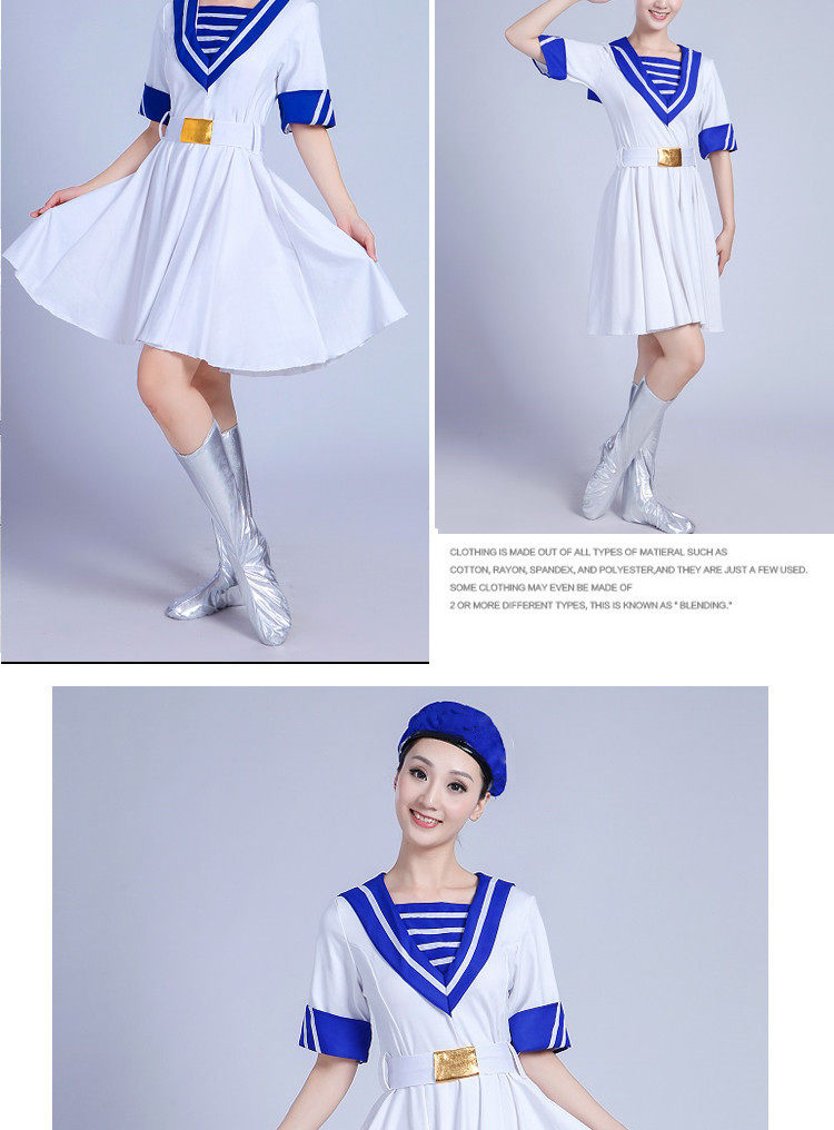 成人海军水手演出服女连衣裙舞台合唱军装女兵舞蹈学院风白色套装