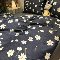 Retro small daisy Tibetan blue small crushed flowers four pieces of full cotton pure cotton 1 5m resistant to dirty quilt cover sheet Minjuku Garden