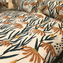 Flowers Fire American Fields Garden Four Pieces Full Cotton Pure Cotton Retro Hand-painted Wind 1 5m1 8 m Quilt Cover Bed Bamboo Hat