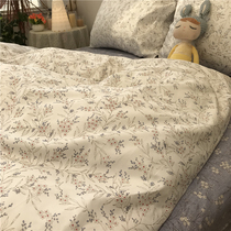 Sea-tang red small crushed flowers four pieces of full cotton pure cotton minimalist Korean style small frescoed bed sheet bedding bed linen