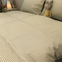ins minimalist stripes four pieces all cotton pure cotton Nordic 1 5m1 8 m quilt bed sheet bed grey texture