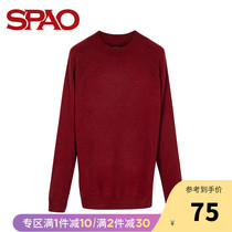 SPAO mens solid color round neck long sleeve sweater spring new fashion Korean casual SPKW94TP02