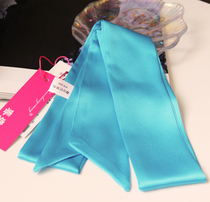 Real silk crepe satin summer slim scarf with a double layer of mulberry silk with black retro tide