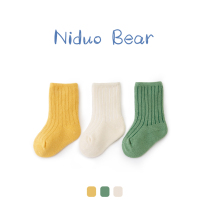 Nido Bear spring and autumn thin baby socks newborn baby pure cotton stockings mens and womens childrens half-tube newborn socks