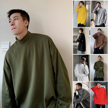Half high collar clothes men loose bf lazy wind autumn winter base shirt men Korean trend ins Hong Kong wind spring and autumn