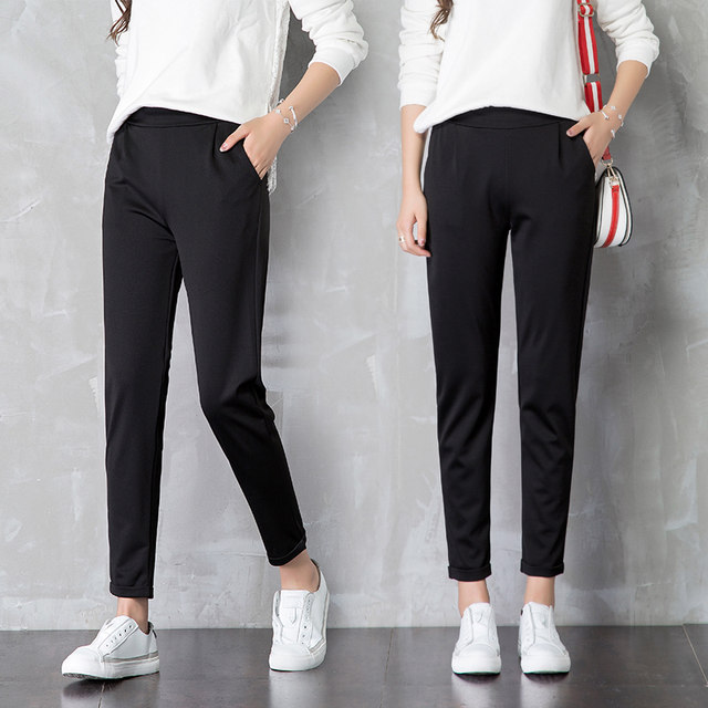 Radish harem pants loose straight nine wild casual black suit was thin waist pants female summer thin section Radish harem pants loose straight nine wild casual black suit was thin waist pants female summer thin section