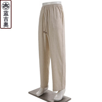 Middle-aged and elderly mens Tang suit pants summer Chinese father grandfather clothes casual pants Chinese style summer clothes