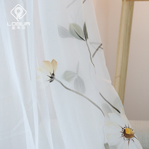 Water Clouds Pure Hand-painted Curtains Custom bedroom Living room floating window Balcony Window Yarn half-curtain Han style Field Garden Wind