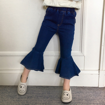 Zhongda virgin girl denim flared pants 2021 new spring and autumn girl pants childrens trousers foreign style tide spring