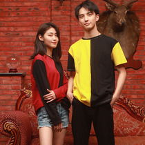 Ha fan school uniform stitching T-shirt color sweater red and black yellow lion yard clothes installed co-operative men and women