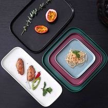 Nordic Western food plate household ins Wind Net red tableware Bowl creative personality flat plate Square steak plate