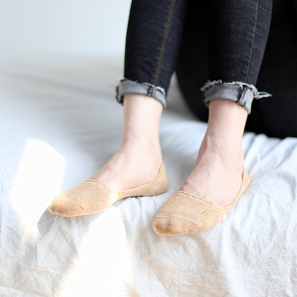 高品质并线双针女士春夏隐形船袜浅口短纯色豆豆鞋袜子防掉跟复古