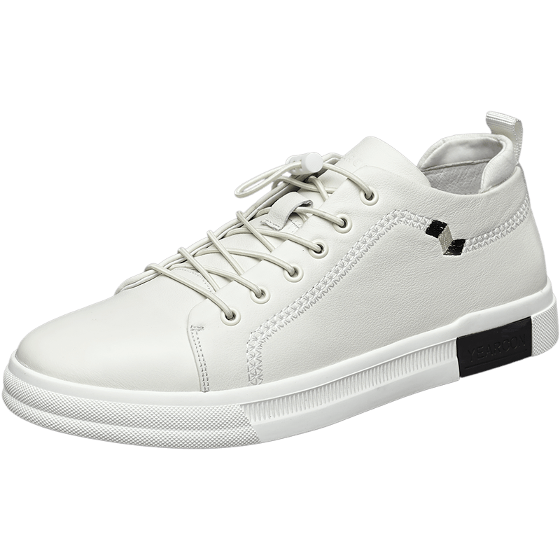 意尔康男鞋2019秋新款板鞋韩版百搭潮真皮透气小白鞋男士休闲鞋子