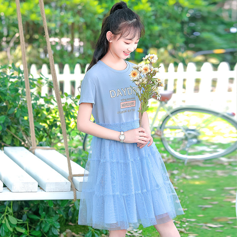 女大童夏装连衣裙新款12-13-15岁女孩中大童休闲网纱娃娃裙子洋气