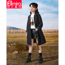 girl's coat children's suit black mid-length 2021 new spring autumn big children's foreign style children's clothing Korean style