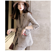 Sa Meis sister wind British temperament pair craft can take off the belt check profile suit jacket