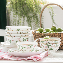 European-style bone china bowl Single household set bowl dish ceramic set Net celebrity tableware Creative ins breakfast porcelain