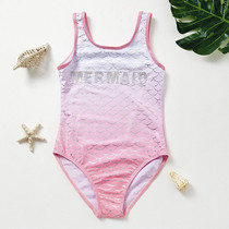 Foreign Trade Childrens swimsuit girls one-piece cute fish scales silver gradual change letter sequin girl