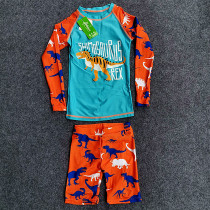 Boy Long Sleeve Swimsuit Split Suit Boy Mid-Boy Sunscreen Surf Cute Dinosaur Baby Swimsuit