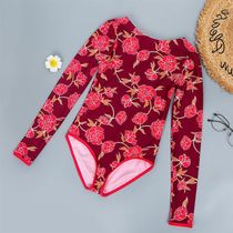 Export foreign trade girls long sleeve one-piece swimsuit