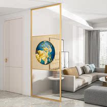 Metal wrought simple screen partition entrance entrance tempered Changhong glass living room hollow cover Wall customization