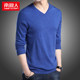 Antarctic 2023 Spring and Autumn Sweater Men's V-neck Sweater T-Shirt Thin Style Korean Style Contains Wool Bottoming Shirt Trendy