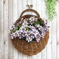 European style pastoral simulation bouquet flower basket set indoor living room wall wall decoration fake flower dried flower simulation plant