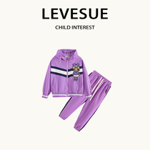 Levesue Girls Suit Autumn 2022 New Western Style Fashion Kids Clothes Girls Big Girls Sports Two-piece Set