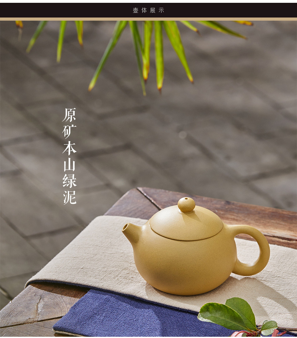 宜兴紫砂壶西施壶 原矿本山绿段泥壶 国工全纯手工紫砂壶茶壶具