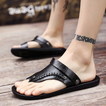 Flip-flops mens 2021 summer new personality trend casual sandals soft bottom non-slip leather beach cool slippers tide
