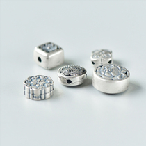 S925 silver carved beads do old vintage accessories diy bracelet bracelet necklace accessories Thai silver accessories