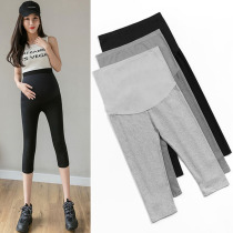 Pregnant women leggings summer thin seven cotton shorts fashion summer wear underbelly black stretch yoga pants