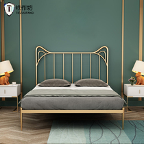 Bed Nordic Wrought iron bed 1 5 meters 1 8 meters 1 2m double bed Modern simple ins net red iron frame bed Princess bed