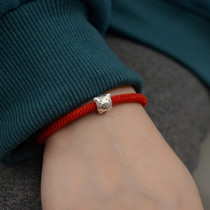 Lucky transporter beads S999 sterling silver Zodiac Pig year of life red rope bracelet female cute best friend double hand rope boys
