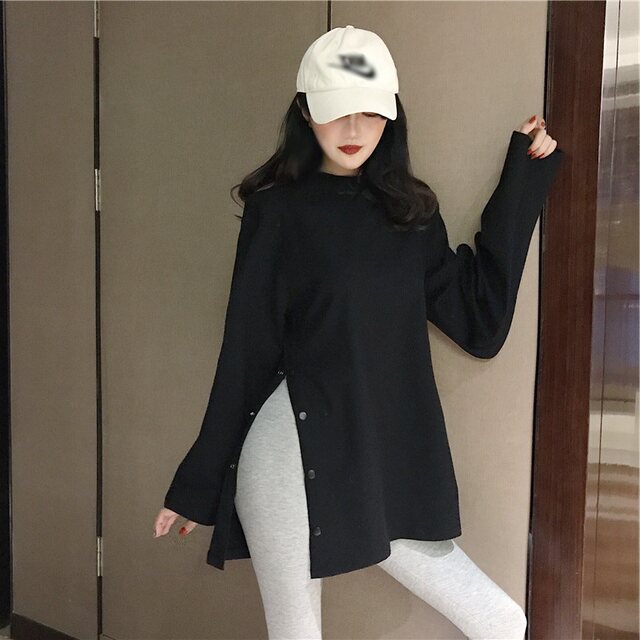 Net celebrity loose running yoga clothes tops women's long-sleeved mid-length splits are thin and quick-drying training dance fitness clothes Net celebrity loose running yoga clothes tops women's long-sleeved mid-length splits are thin and quick-drying training dance fitness clothes
