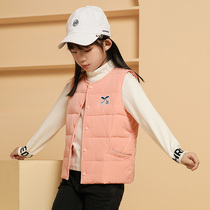 Girl down vest warm white duck down children 2021 autumn winter vest