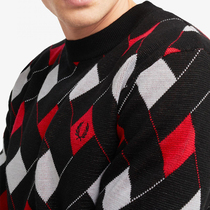 Cola spot Fred Perry K8524 wheat ear mens casual crewneck knit diamond checkered cardigan