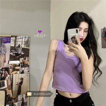 Short bm navel purple small camisole Vest Women summer wear inside top Korean slim sexy base shirt