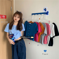 Short bm navel thin T-shirt Korean version ins loose base shirt womens summer short sleeve slim top tide