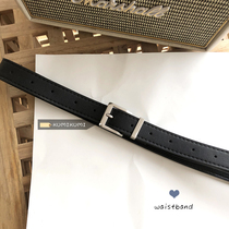 2021 New Korean fashion versatile simple silver buckle Black thin belt female leisure students basic belt