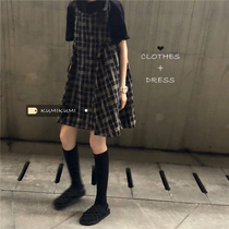Small summer dress loose girlish puffy dress retro plaid doll dress base short sleeve bottom T-shirt