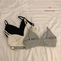 2021 summer simple solid color without steel ring detachable camisole vest underwear womens back sexy triangle cup bra