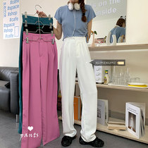 Danged high waist wide leg pants Korean thin casual suit pants womens summer loose thin mop straight pants pants