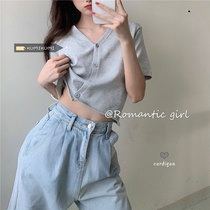 bm short loose V-neck short sleeve knitwear small jacket female Korean version summer thin cardigan chic top