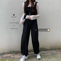 2021 New Korean version of camisole summer fashion suit long sleeve sunscreen jacket pants womens three-piece tide